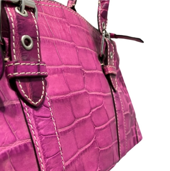 🅴 DOONEY & BOURKE NILE COLLECTION Croc Embossed Leather Satchel - Picture 2 of 9